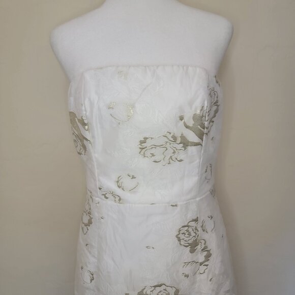Lulus Cultivated Love White Floral Jacquard Strapless Maxi, #1560596, Sz M, $71 - Picture 5 of 8